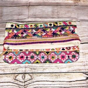 Star Mela Jui Large Neon Embroidered Fold over Clutch